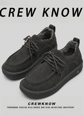 【法国CREW KNOW专柜】2025年冬季加绒短筒防滑雪地靴深灰色棉内