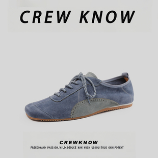 德训鞋 CREW 合成革 素面运动休闲鞋 深蓝色2026年春季 KNOW时尚 男鞋
