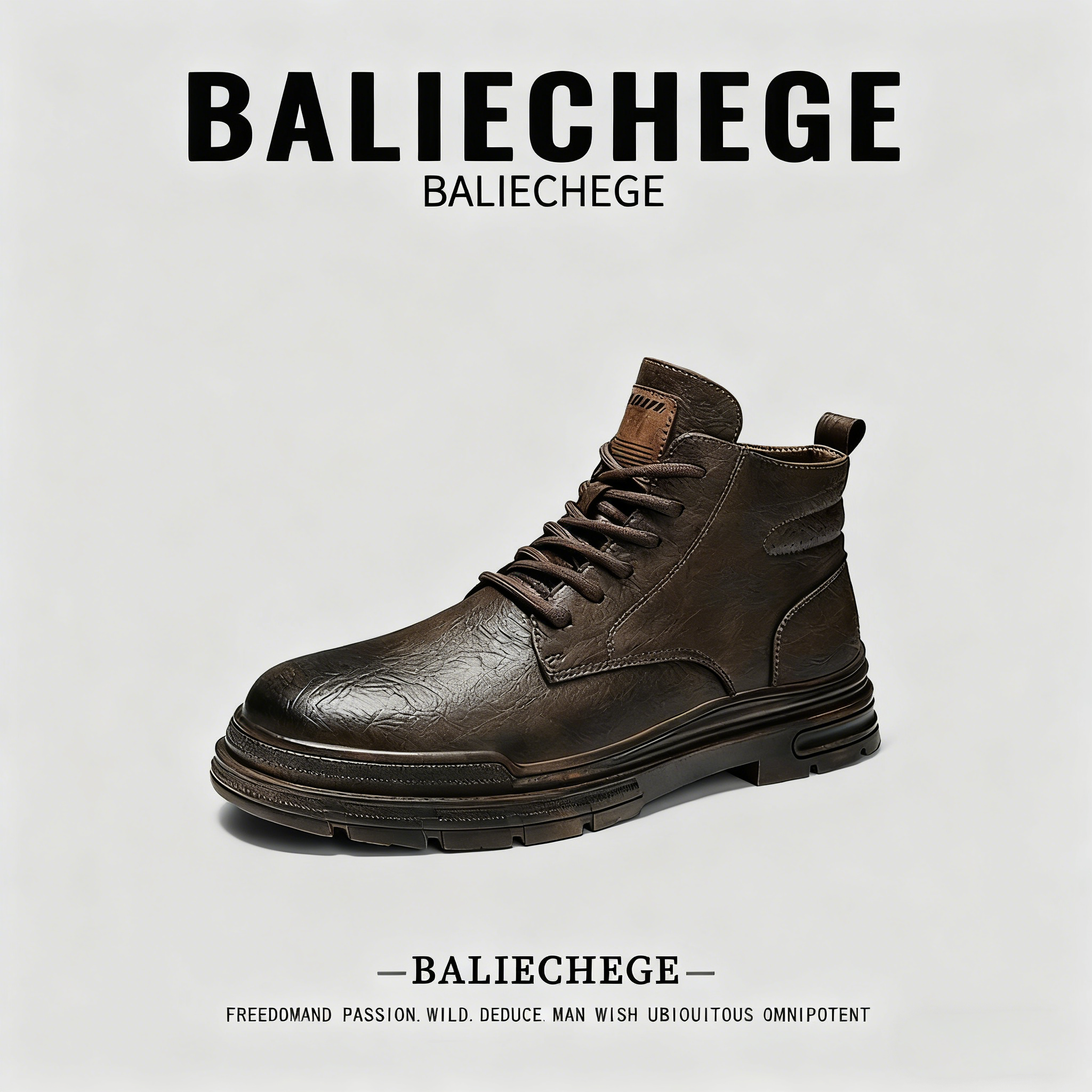 【法国BALIECHEGE专柜】2025年新款男鞋马丁靴加厚防寒男士皮靴