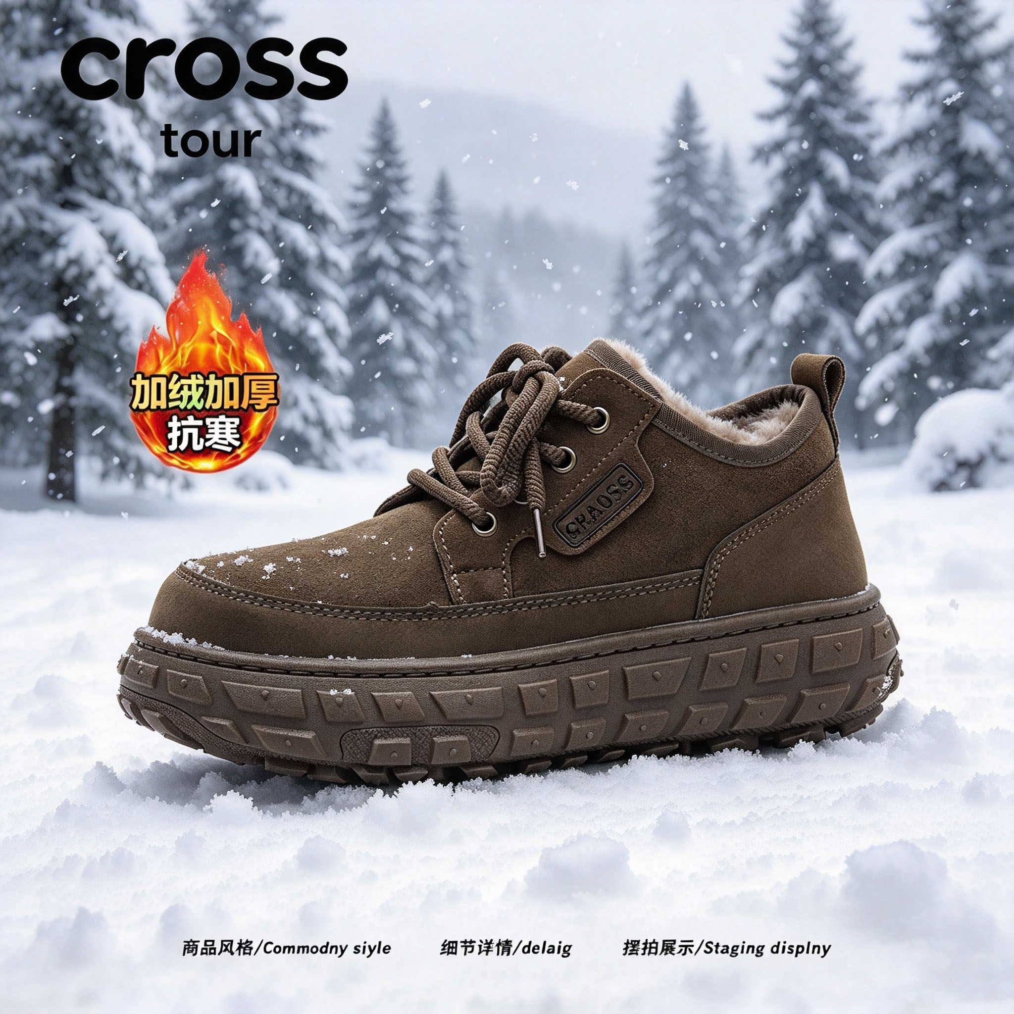 【包裹护足】Cross tour时尚加绒加厚厚底休闲雪地靴抗寒保暖潮鞋