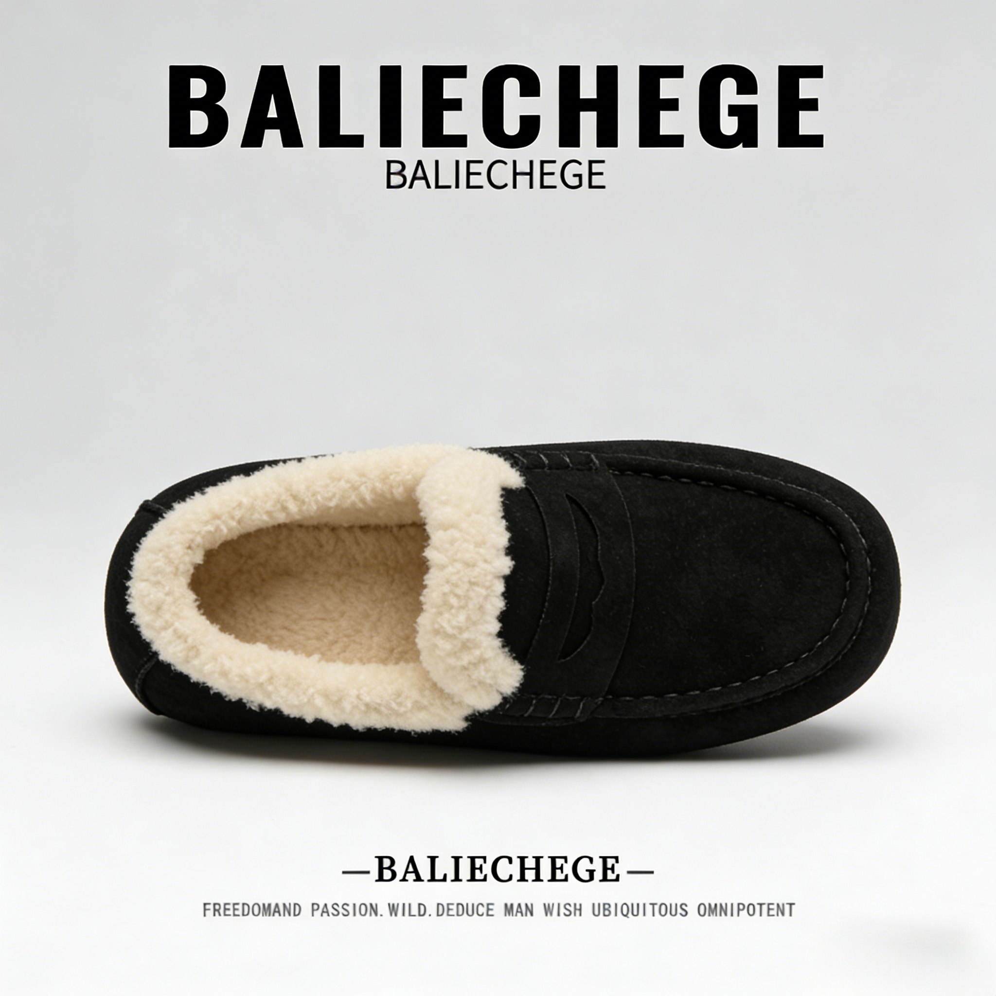 【法国BALIECHEGE专柜】2025年冬季短筒雪地靴男款黑色保暖加厚