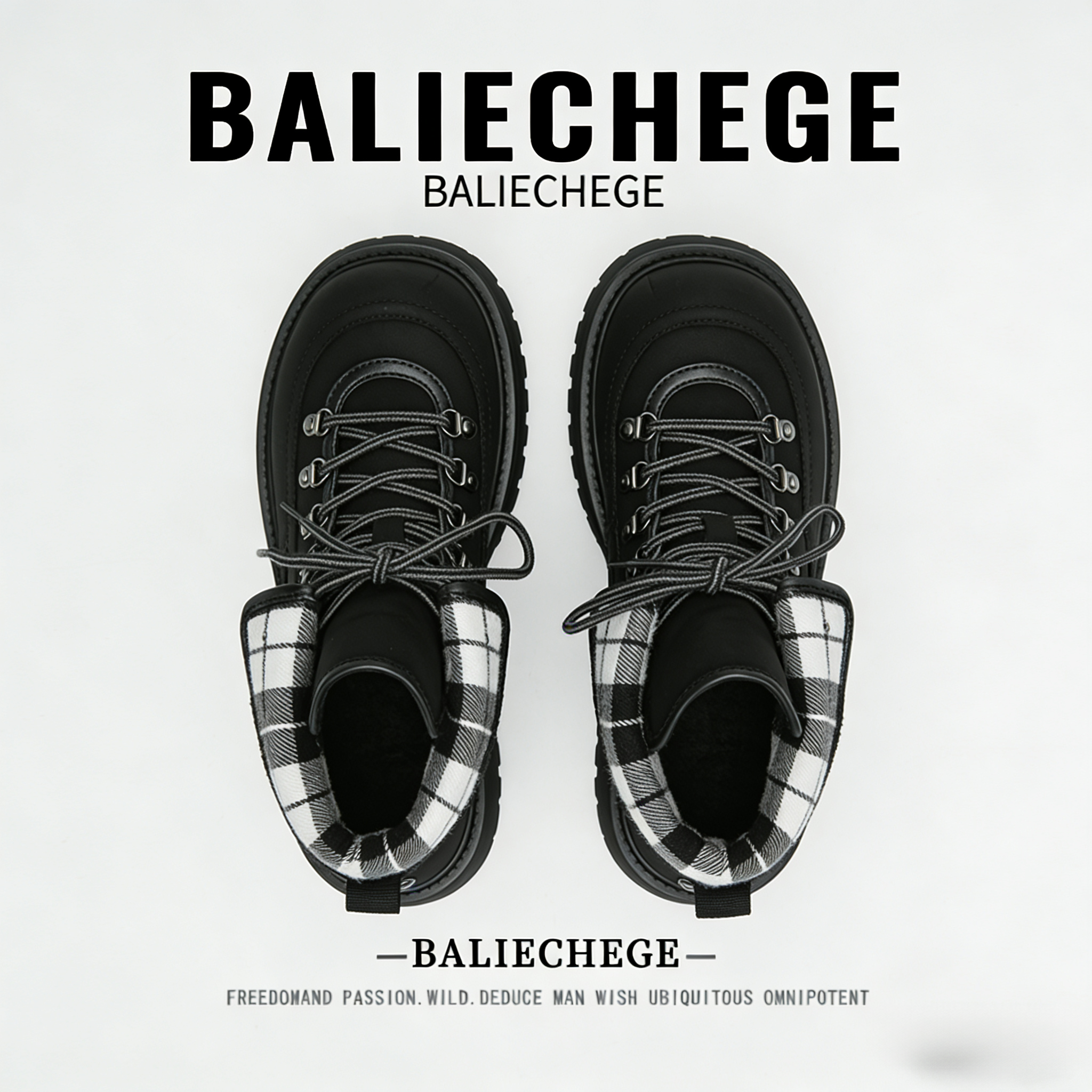 【法国BALIECHEGE专柜】2025年冬季短筒雪地靴防寒格纹时尚男女款