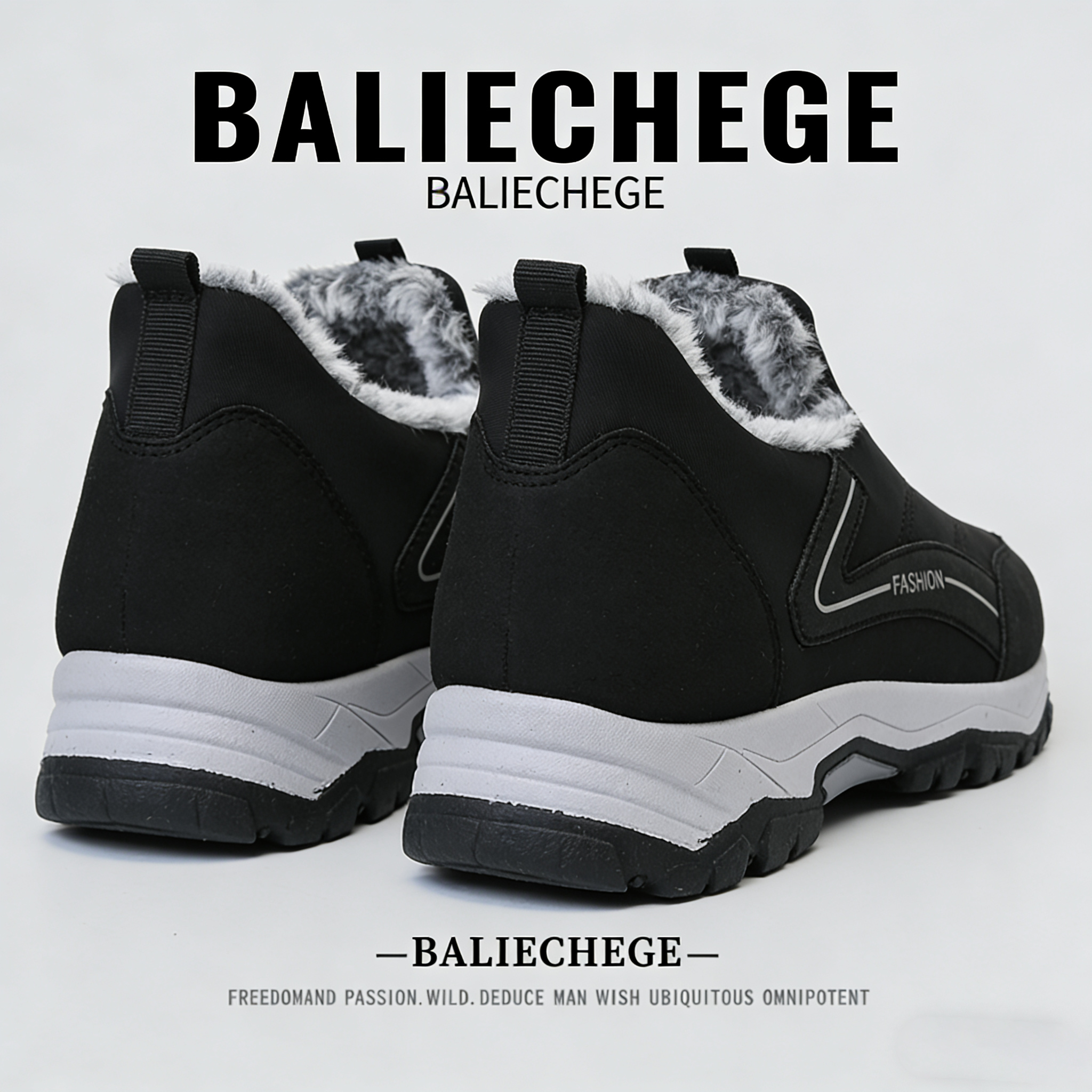 【法国BALIECHEGE专柜】休闲低跟短筒雪地靴圆头冬季棉内里保暖男