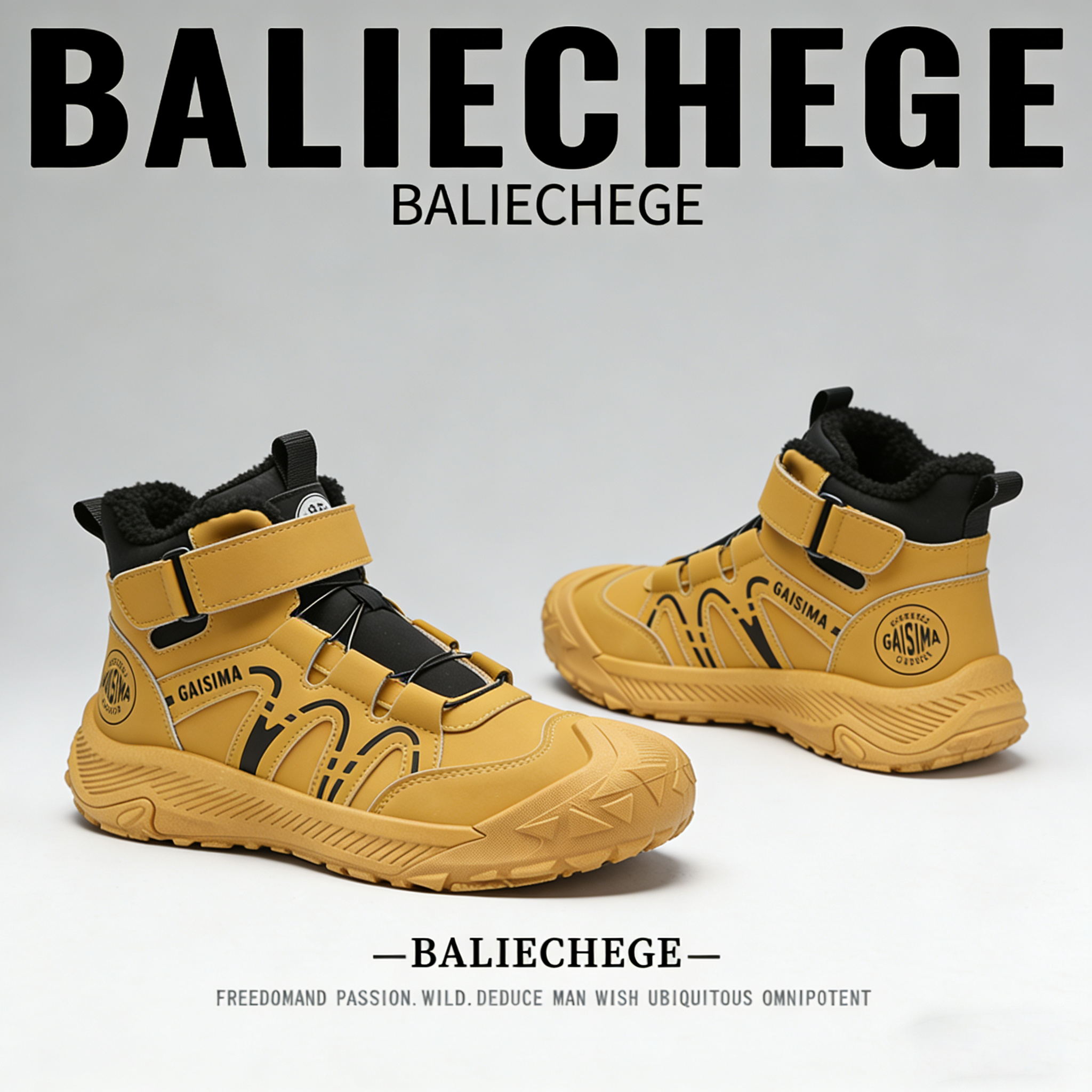 【法国BALIECHEGE专柜】男鞋雪地靴时尚潮流保暖鞋中筒魔术贴耐磨