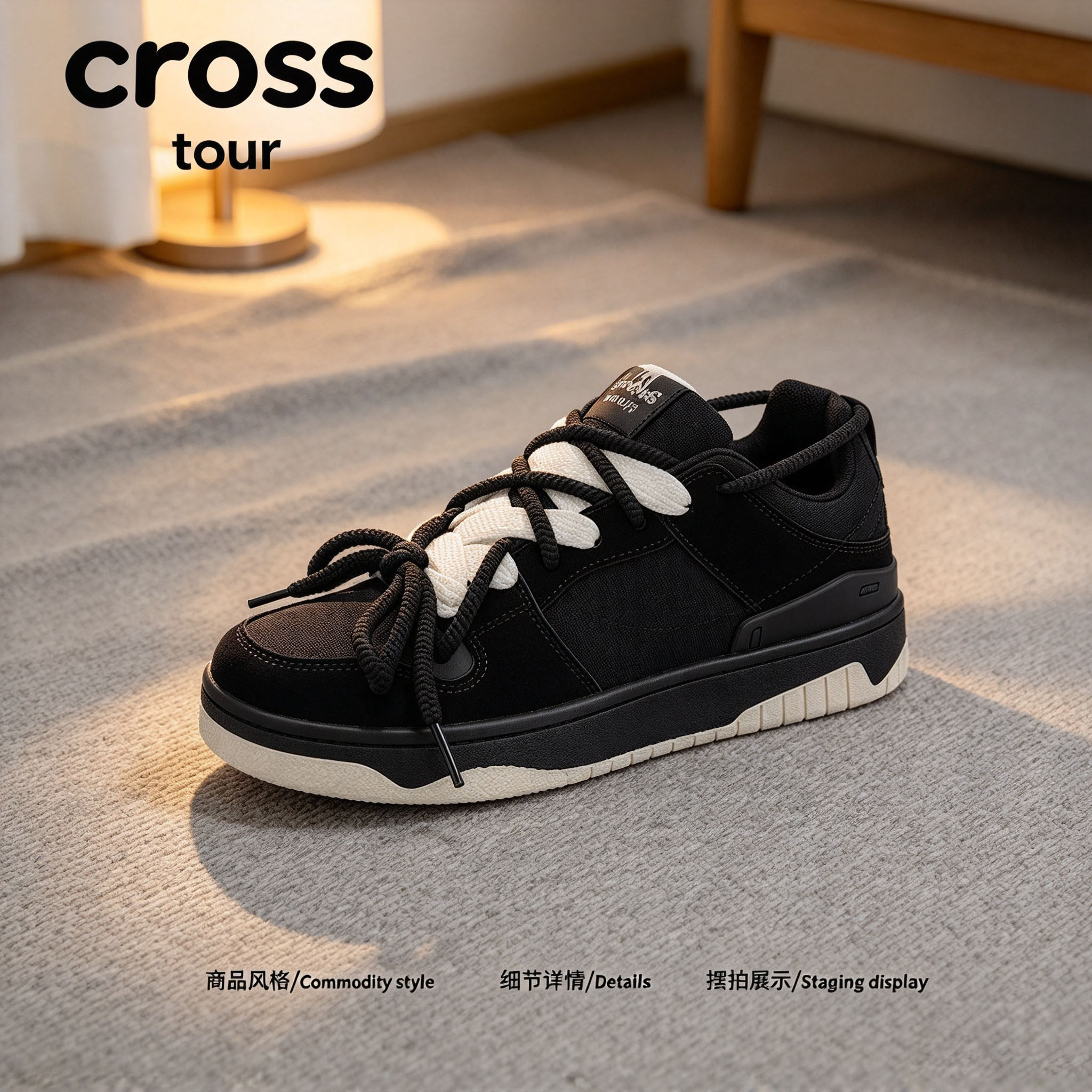 【轻履随行】Cross tour复古街头厚底休闲板鞋透气耐磨低帮潮鞋