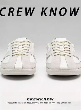 【法国CREW KNOW专柜】时尚复古休闲板鞋韩版潮流白色低帮鞋男士