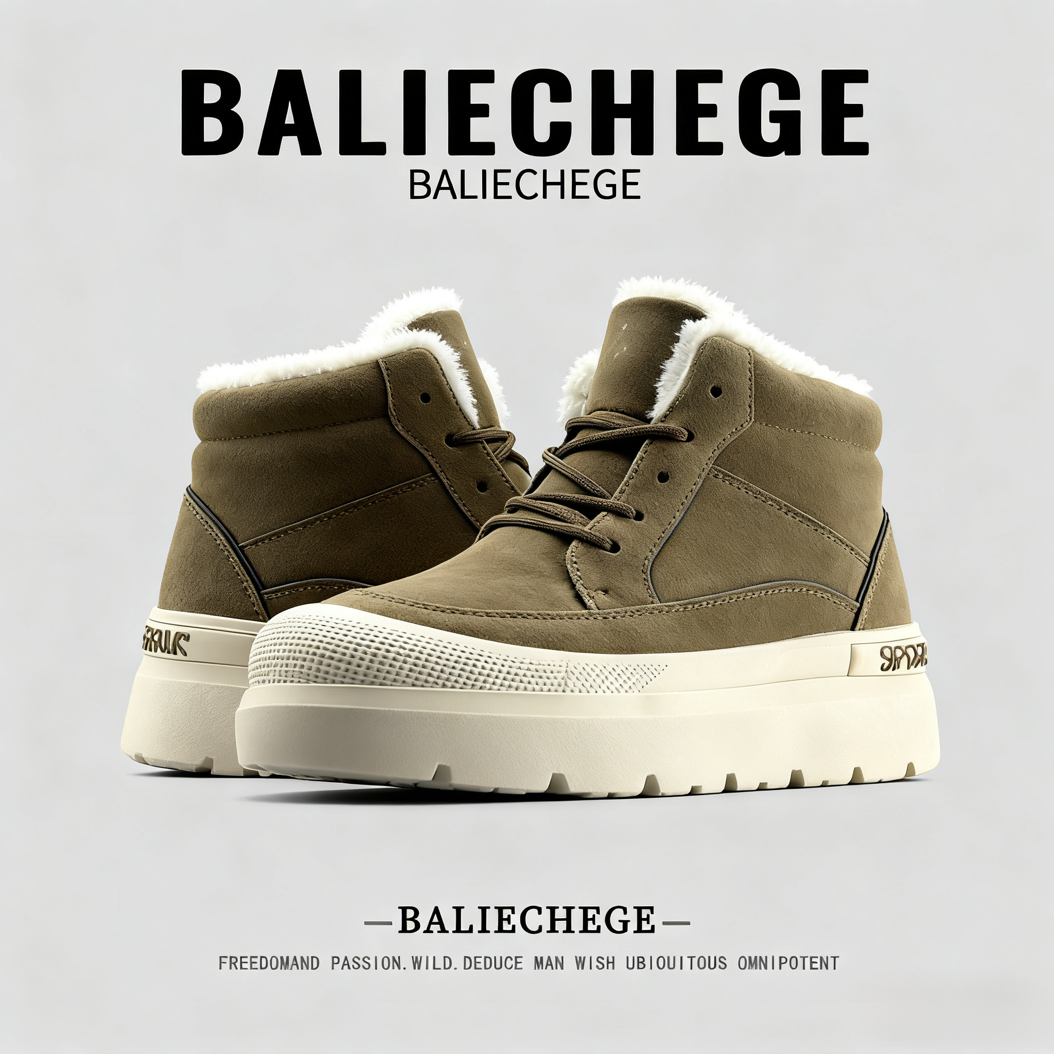 【法国BALIECHEGE专柜】2025新款雪地靴男防寒保暖加绒加厚户外棉