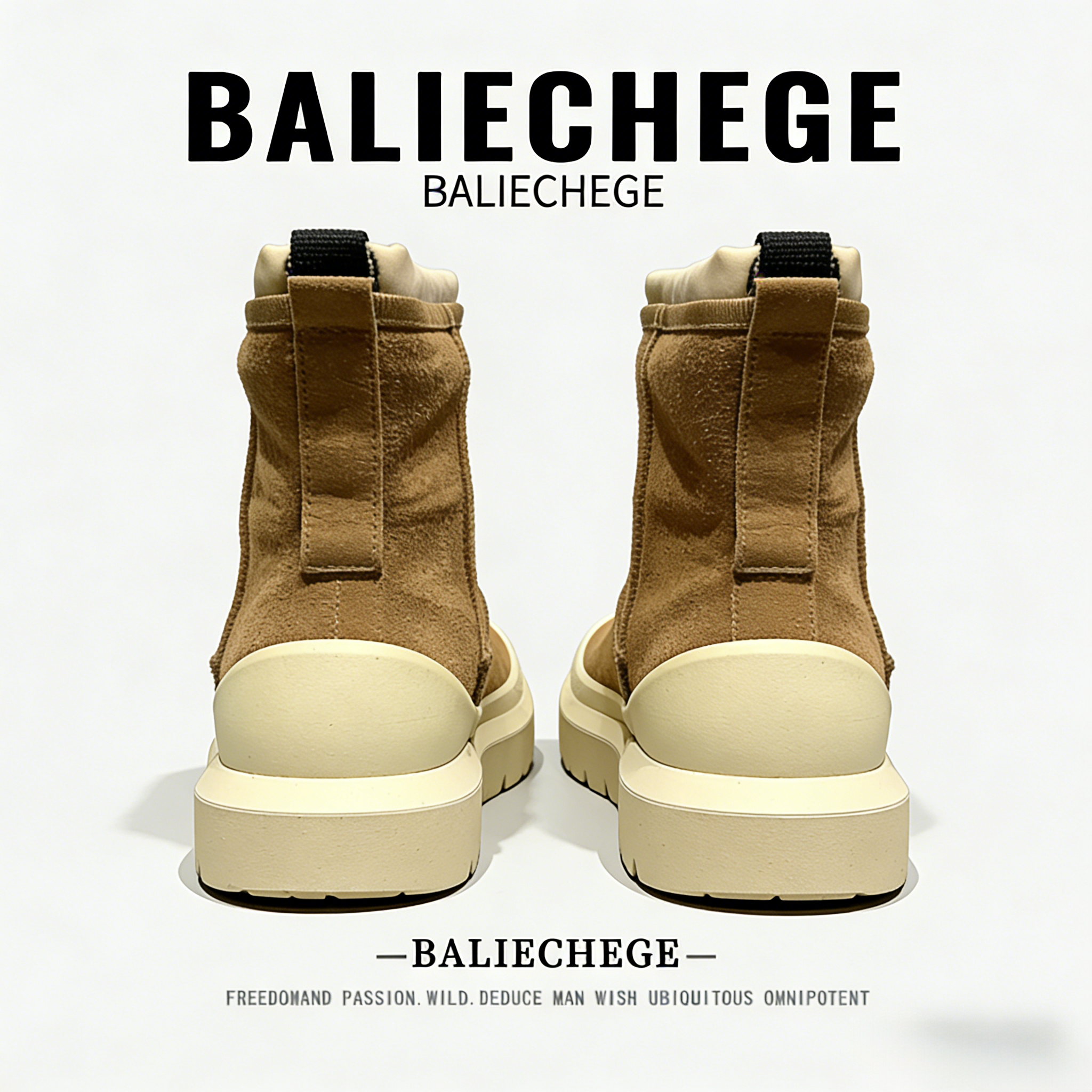 【法国BALIECHEGE专柜】2025年冬季短筒时尚潮流雪地靴防寒白棕色