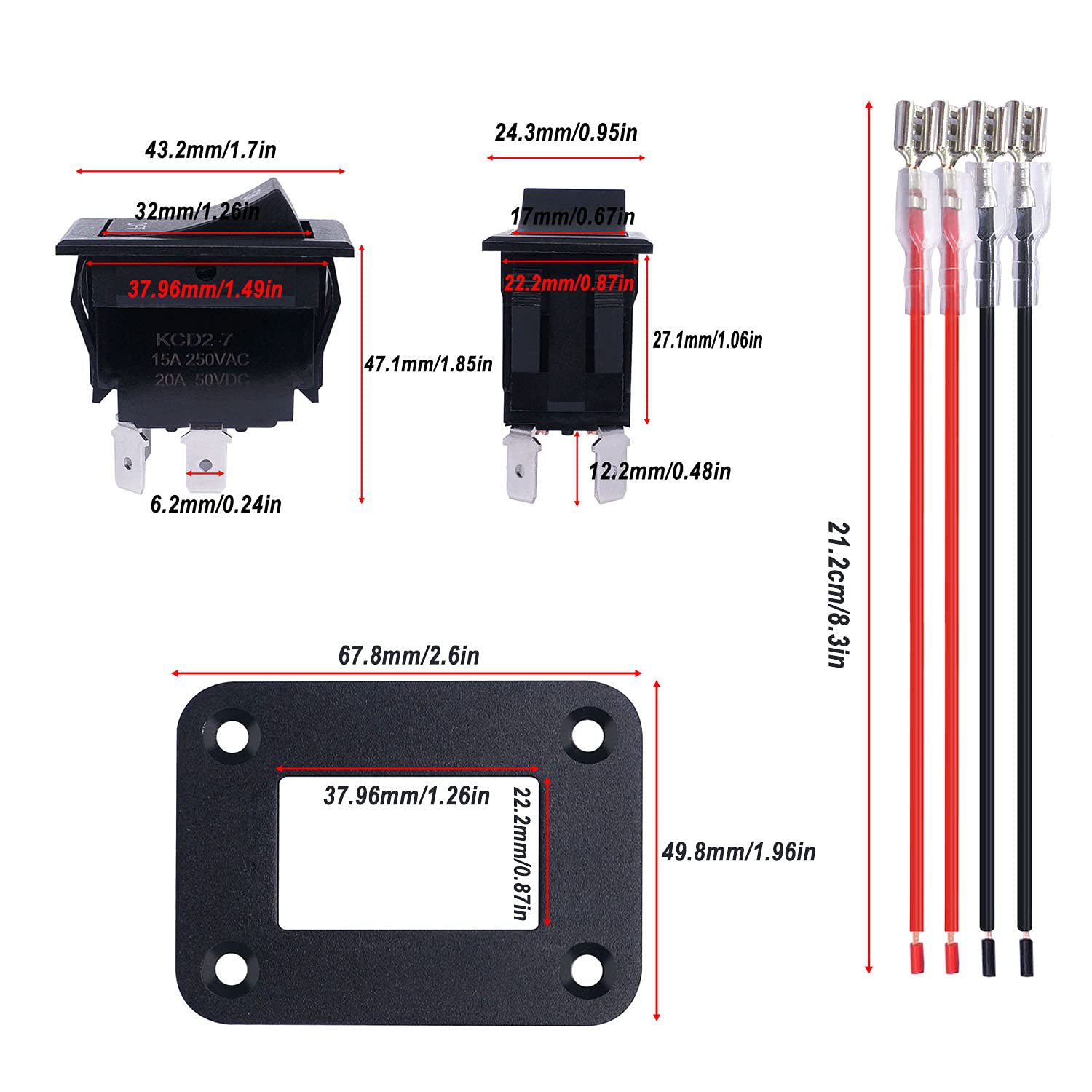 直销船型开关KCD2-7拨动4针DPDT