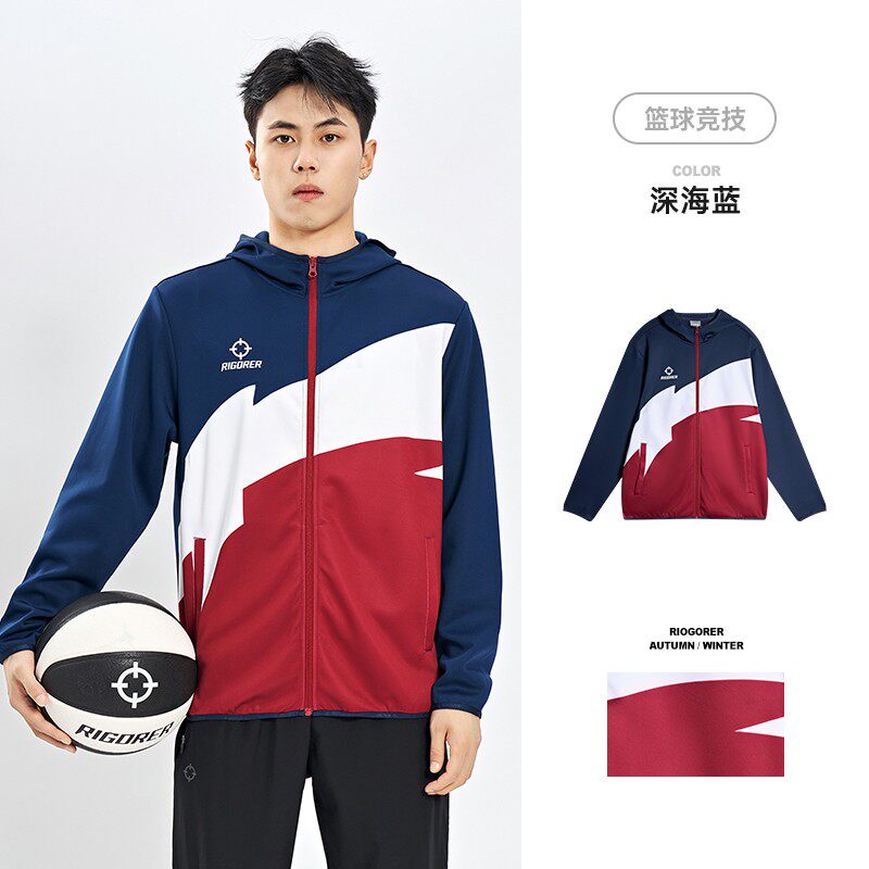 准者2024新款运动外套男女篮球跑步健身针织运动裤连帽出场服套装