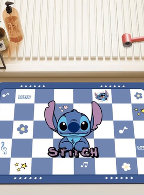 硅藻泥浴室脚垫卡通史迪仔卫生间浴室门口吸水防滑淋浴地垫