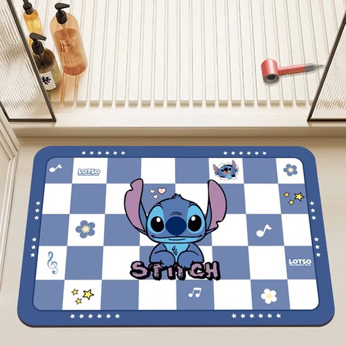 硅藻泥浴室脚垫卡通史迪仔卫生间浴室门口吸水防滑淋浴地垫