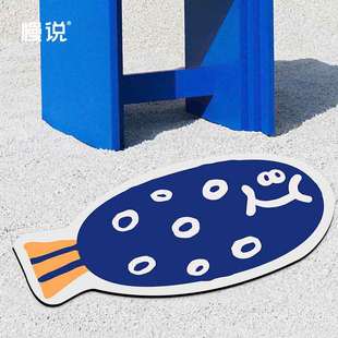 蓝色河豚家用卫生间门口地毯吸水防滑多功能脚垫 浴室地垫