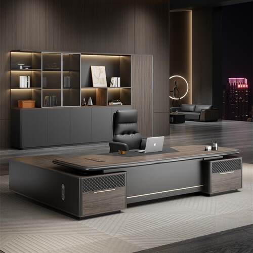 优选品牌现代简约大班台 轻奢风格高级经理桌 老板办公桌组合