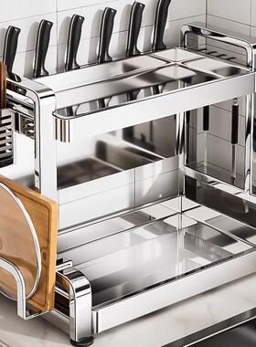 优选不锈钢厨房调料置物架油盐酱醋筷子刀架加粗加厚台面多功能收