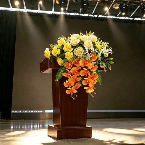 商务用花主席台悬挂下垂装饰花艺