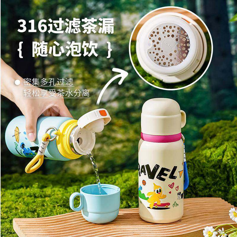 高颜值316不锈钢杯子卡通水杯儿童保温杯可爱学生杯带盖双饮杯,餐饮具,保冷/保温杯,淘宝优惠券,粉丝福利购,淘宝优惠卷