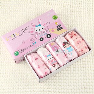 韩国纯棉儿童内裤盒装可爱女童三角裤全棉包臀卡通童内衣内裤