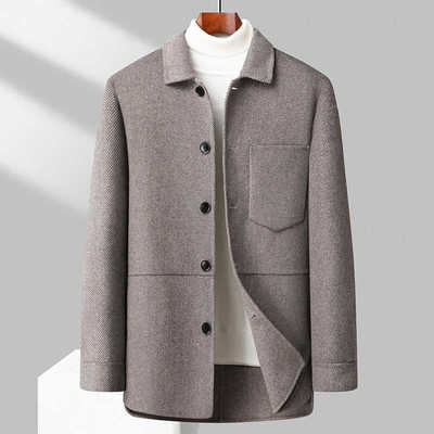 中长款双面呢羊毛大衣男西装外套