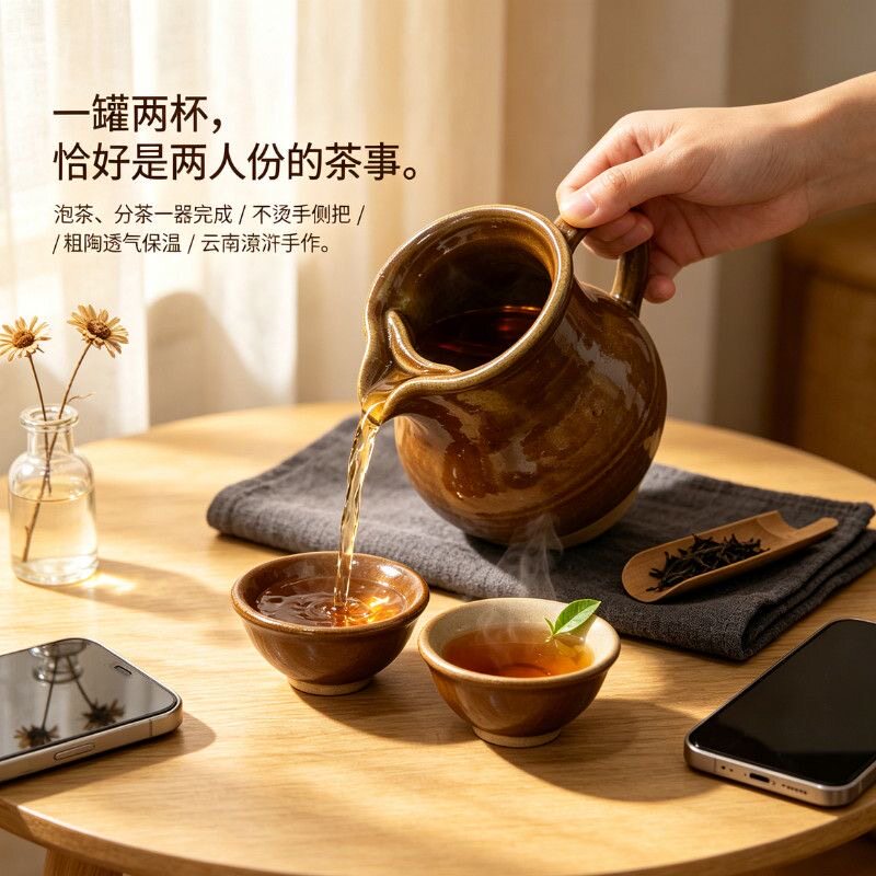 云南纯手工泡茶土陶罐分茶器