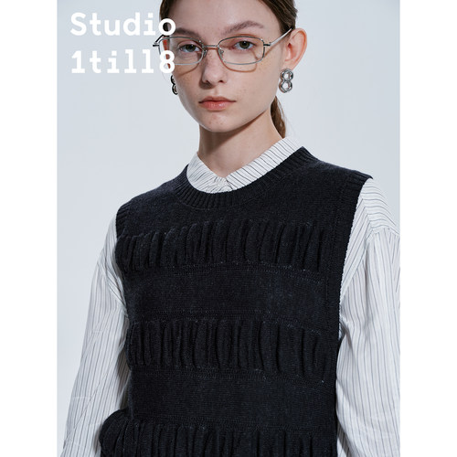 Studio1till8褶皱拼接针织套装