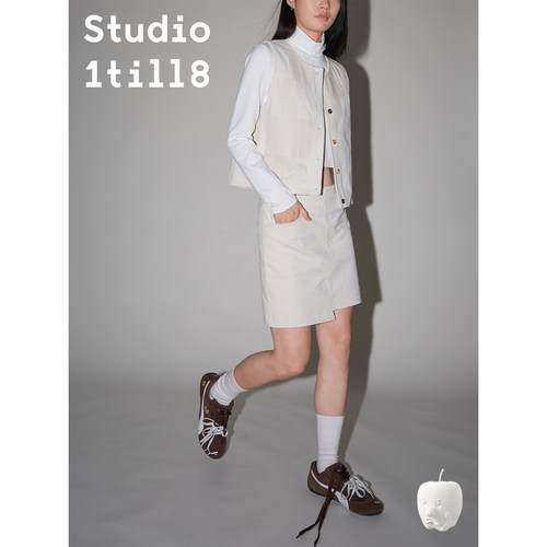 Studio1till8｜重工拼接马甲不规则设计半身裙灯芯绒秋冬时尚套装