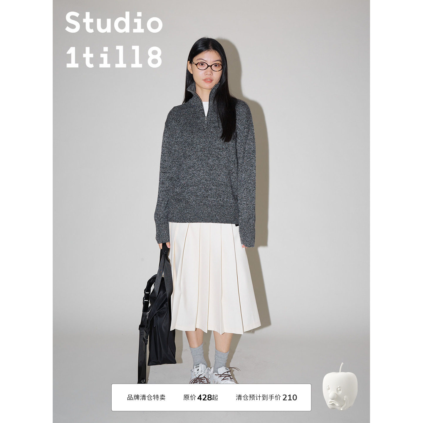 Studio1till8半开领彩点毛衣图片