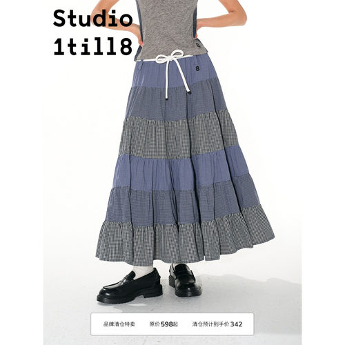 Studio1till8格纹拼接伞裙