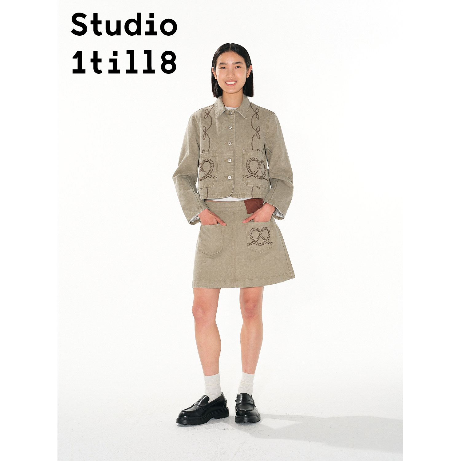 Studio1till8爱心刺绣外套半裙