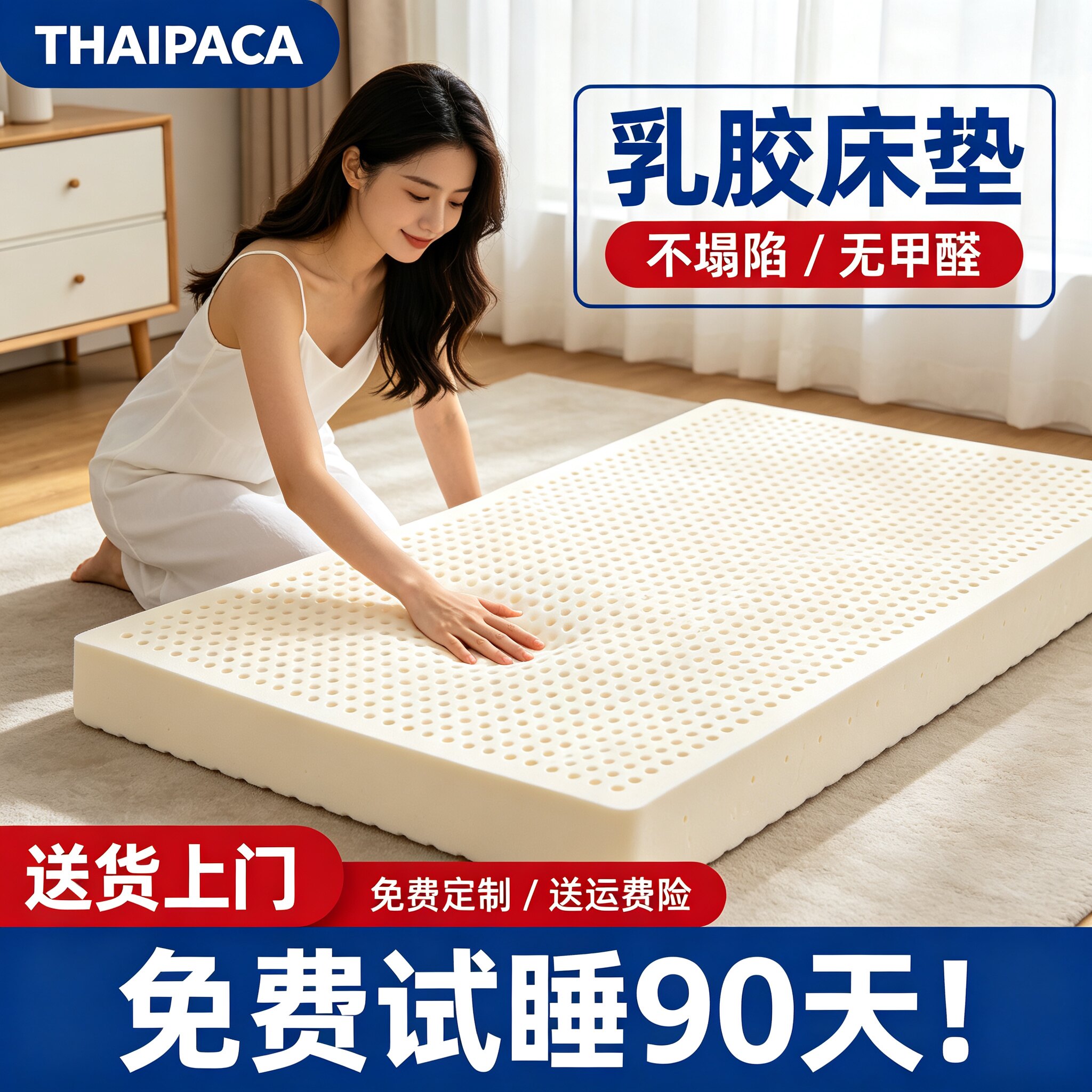 官方正品进口泰国乳胶床垫家用软垫硅胶垫学生宿舍海绵垫子可定制