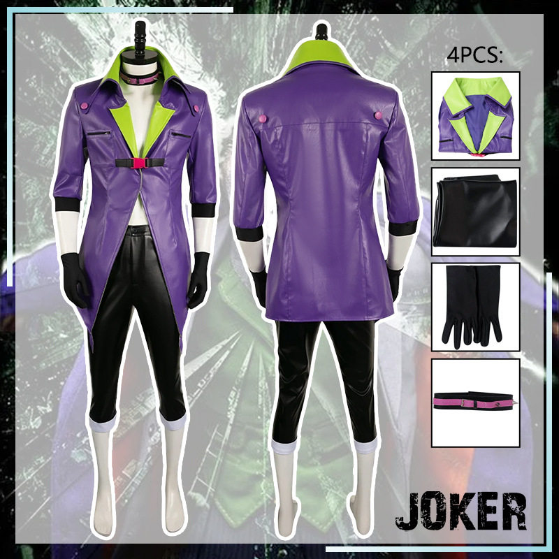 奇幻小丑COS服 蝙蝠侠黑暗骑士希斯莱杰Joker万圣节服装cosplay套