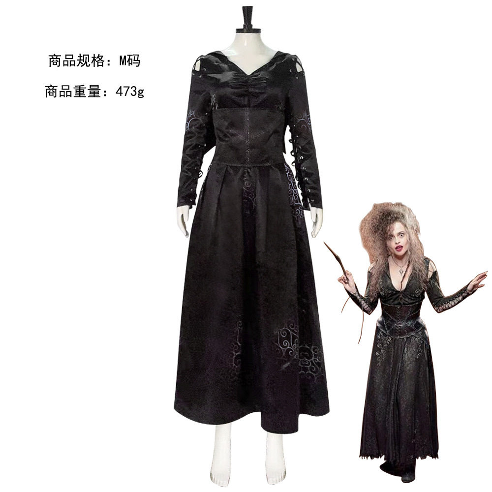 贝拉特里克斯·莱斯特兰奇cos服 万圣节哈莉伯特黑女巫食死徒裙子