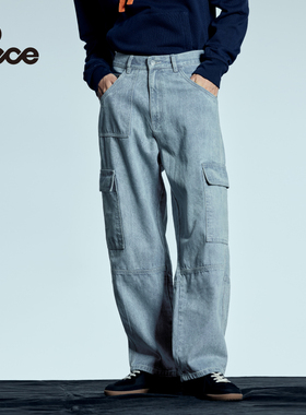 PECE 春秋 男士牛仔长裤 做旧直筒休闲长裤