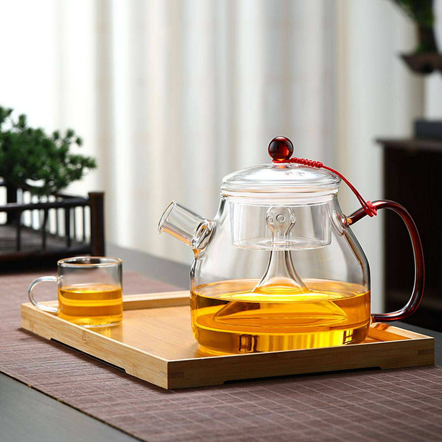 红珠蒸煮一体茶壶高硼硅