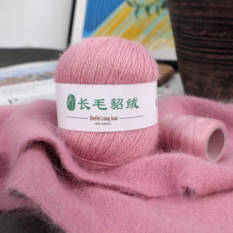 长毛貂绒线手工编织毛衣