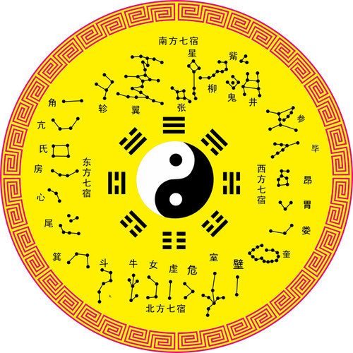二十八宿先天八卦图周易经知识国学太极星宿星象星图书房装饰壁画
