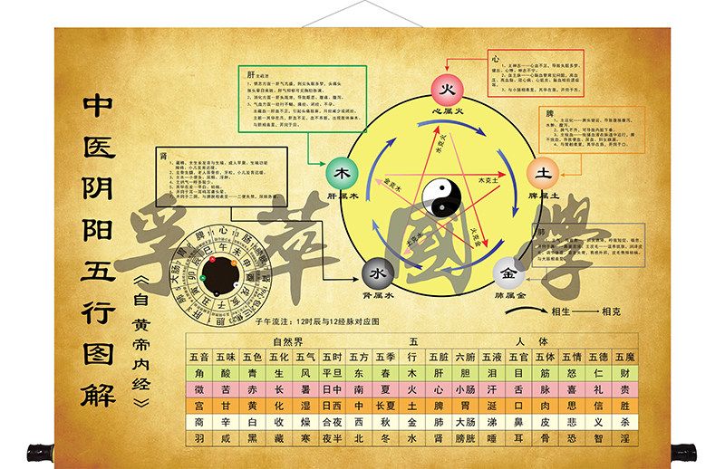 中医子午流注八卦养生装饰画