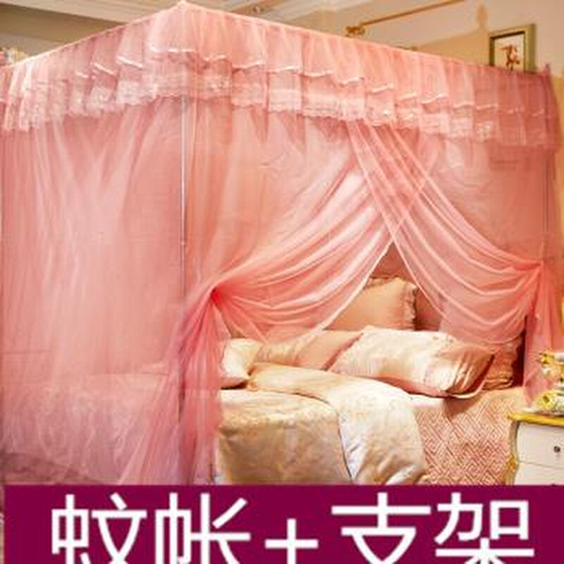 三开门蚊帐单开门18m床家用15加厚加密老式纹帐12米支架杆2米u.