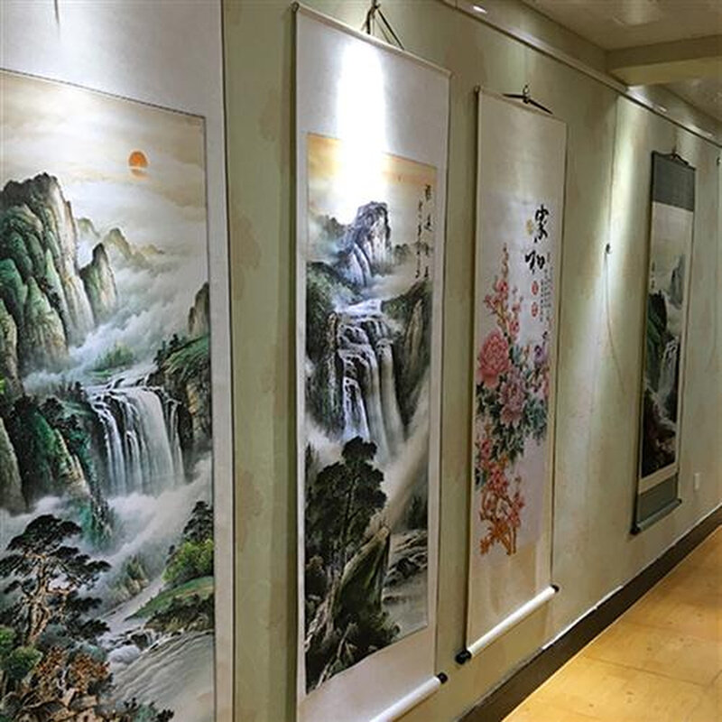 传统国画丝绸挂画闫焕然 山水四条屏卷轴字画书房装饰画展会礼品