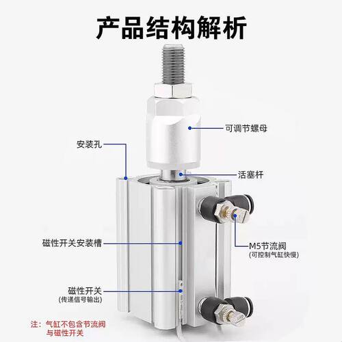 SMC可调节气缸CQ2B/CDQ2B32/40-10-15-20-25-30-40-50-DZ-XC8外牙