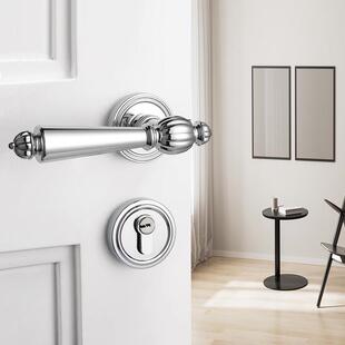 现代门锁金色轻奢室内卧室房门锁分体木门锁把手家用磁吸静音门锁