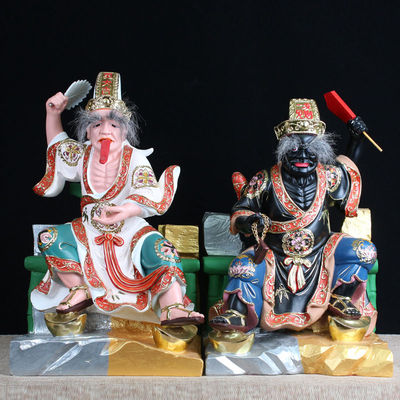 坐金山七爷八爷谢范将军大二爷伯黑白无常像树脂阴神摆件