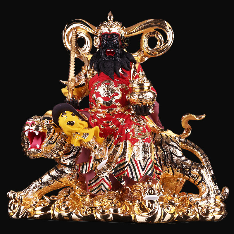 16寸骑虎武财神赵公明像财神赵元帅居家供奉镇宅招财财神摆件新品