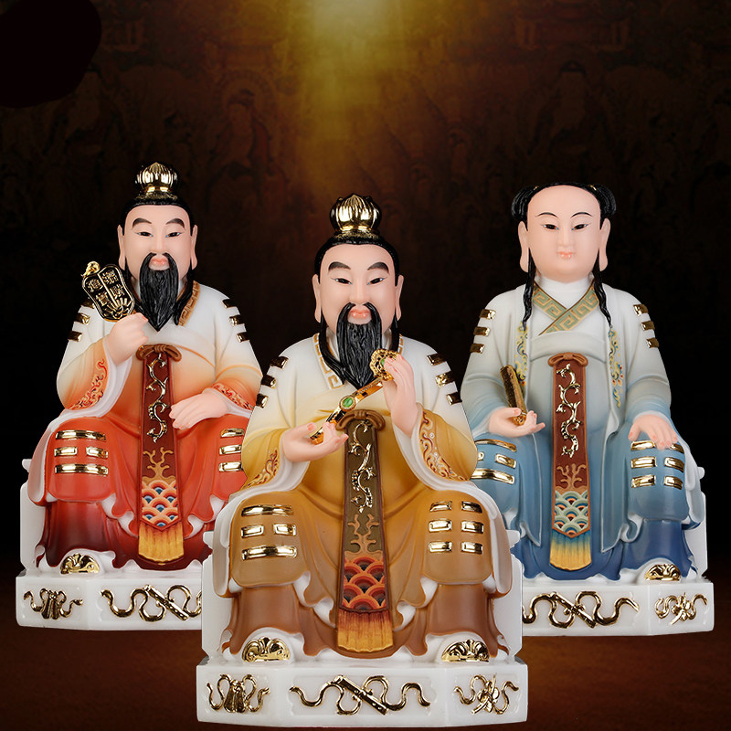 三茅真君佛像 茅山祖师神像 茅山派祖师爷居家汉白玉摆件
