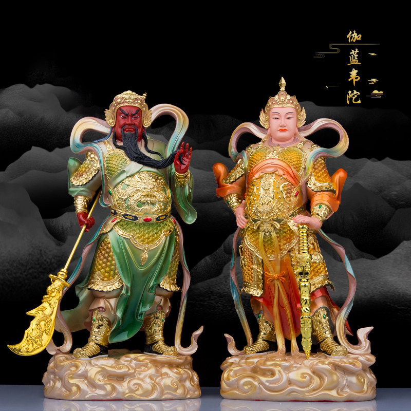 树脂伽蓝韦陀菩萨神像关公韦陀左右护法佛像韦驮关羽居家桌面摆件