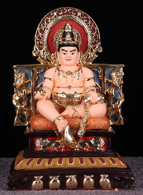 黄财神佛像藏拉色波 密教护法 财神之首藏传台湾纯铜彩绘鎏金供奉