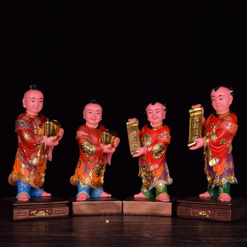 招财进宝童子 风水树脂玻璃钢财神左右护法童子树脂招财摆件