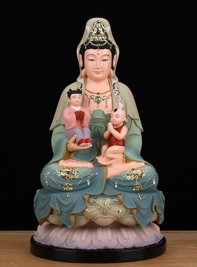 送子观音佛像观自在观世音娘娘求子像体真身居家用供奉保平安摆件