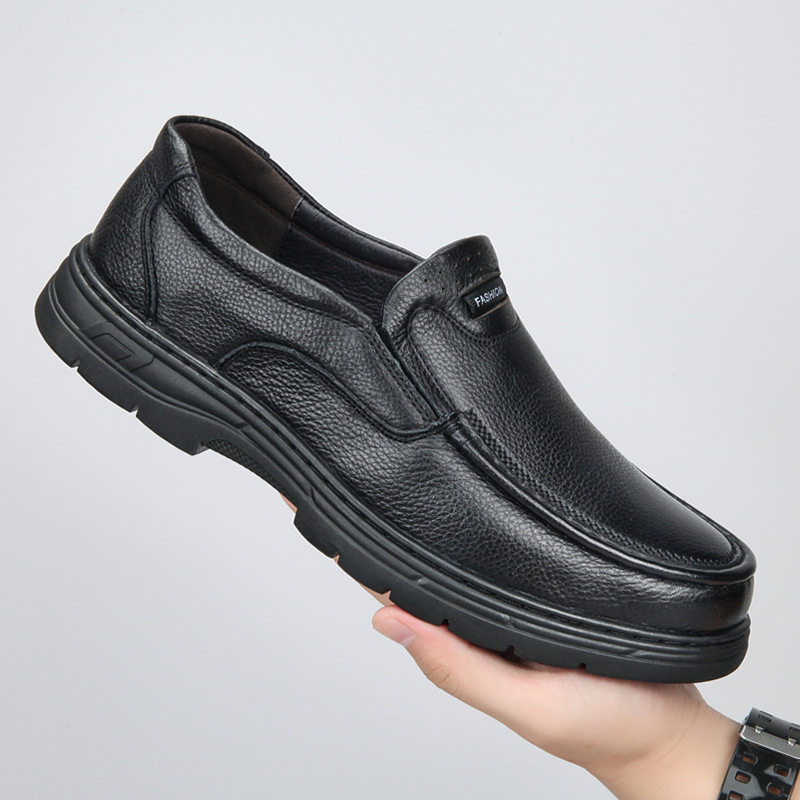 真皮男鞋头层牛皮高端防滑男款商务鞋子春秋透气男士休闲爸爸皮鞋