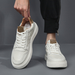 小白鞋 真皮板鞋 透气舒适 头层牛皮男士 子秋冬加绒休闲鞋 男鞋 高端鞋